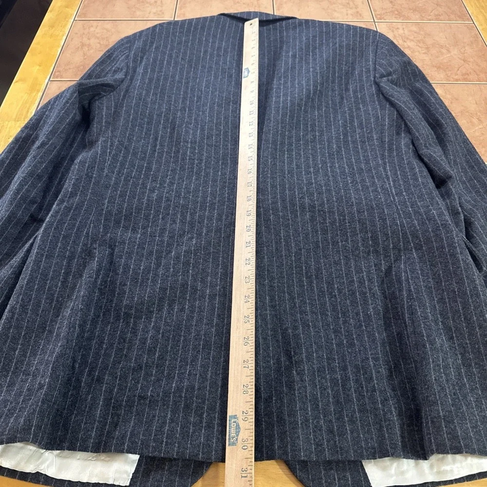 VTG Paul Stuart Sport Coat Sz 40R Charcoal Gray Pin Stripe Flannel Heavy Wool